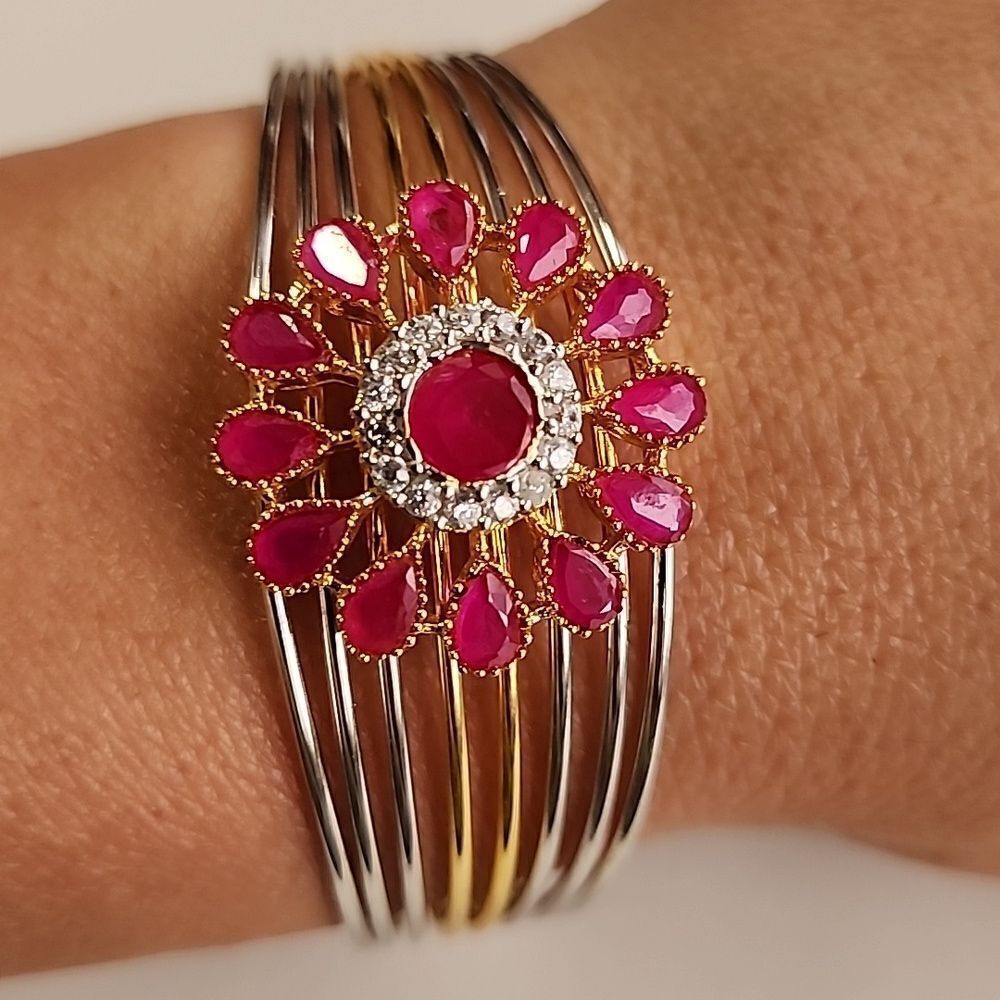 Ruby Gemstone Cuff Bracelet - image 1